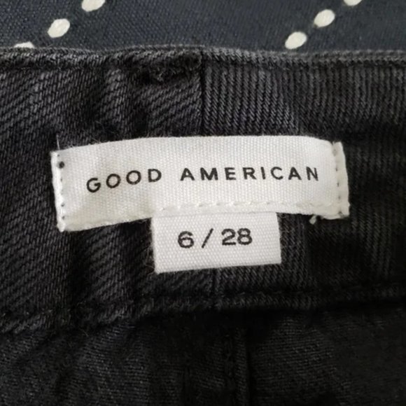 Good American| Good Boy Ripped High Waist Split Hem Jeans Black NWT Size 6/28 - Picture 6 of 7
